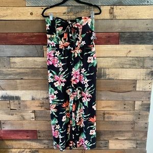 No Boundaries Floral Jumpsuit - Black, Pink, Green